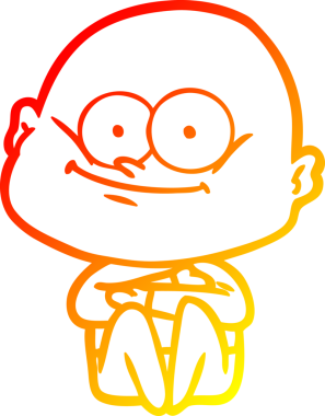 Bir insan tarafından çizilmiş kel bir adamın sıcak çizgi çizimi.