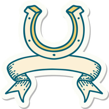 Bir insan tarafından çizilmiş at nalı dövmesi çıkartması.