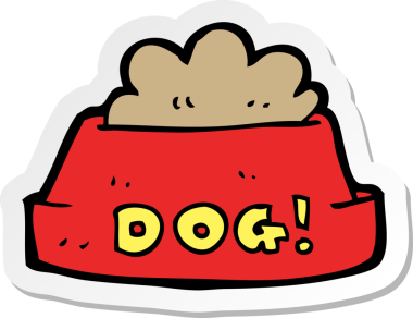 Bir insan tarafından çizilmiş köpek mamasının çıkartması.