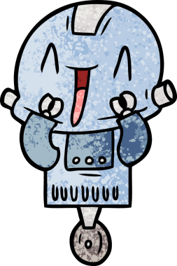 Bir insan tarafından çizilmiş çizgi film robotu