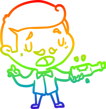 Bir insan tarafından çizilmiş bir şarap uzmanının çizdiği gökkuşağı gradyanı çizimi