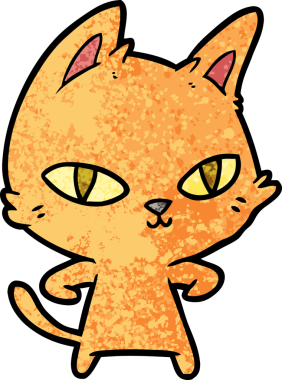 Bir insan tarafından çizilmiş çizgi film kedisi.