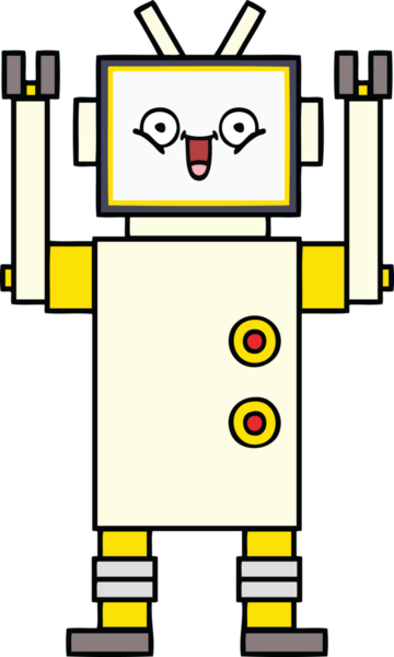 Bir insan tarafından çizilmiş mutlu bir robot çizimi.