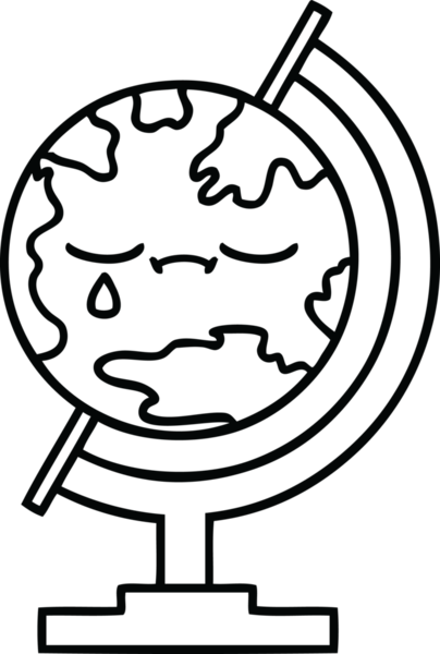 Bir insan tarafından çizilmiş dünyanın karikatürü.