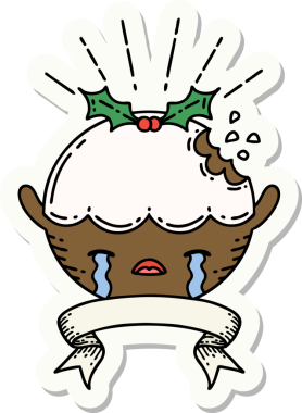 Bir insan tarafından çizilmiş dövme stili puding karakteri.