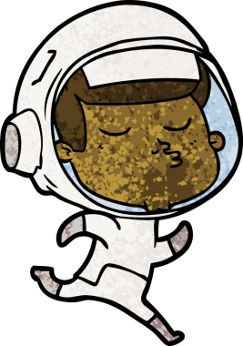 Bir insan tarafından çizilmiş kendine güvenen bir astronot çizgi filmi.