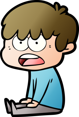 Bir insan tarafından çizilmiş endişeli çizgi film çocuğu.