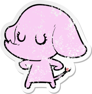 Bir insan tarafından çizilmiş şirin bir filin sıkıntılı çıkartması