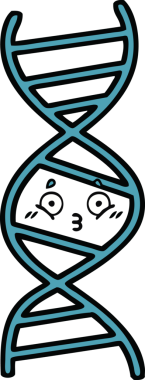 Bir insan tarafından çizilmiş DNA iplikçikli şirin bir çizgi film.