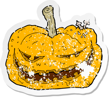 Bir insan tarafından çizilmiş bir cadılar bayramı balkabağının gerilimli yapıştırması.