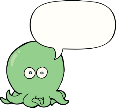 bir insan tarafından çizilmiş konuşma baloncuklu ahtapot.