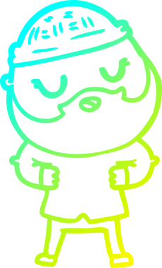 Bir insan tarafından çizilmiş sakallı bir çizgi film karakteri.