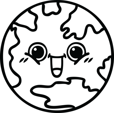 Bir insan tarafından çizilmiş bir gezegenin çizgi çizimi.