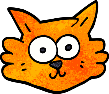 Bir insan tarafından çizilmiş karalama kedi yüzü.