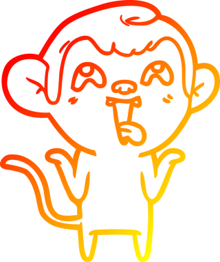 İnsan tarafından çizilmiş çılgın bir çizgi maymunun sıcak çizgi çizimi