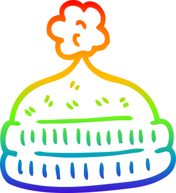 Bir insan tarafından çizilmiş bir kış şapkasının çizimi.