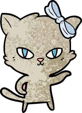 Bir insan tarafından çizilmiş sevimli çizgi film kedisi.