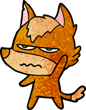 Bir insan tarafından çizilmiş tilki çizgi film karakteri