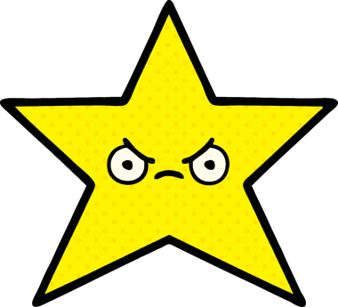 Bir insan tarafından çizilmiş bir altın yıldızın çizgi filmi.