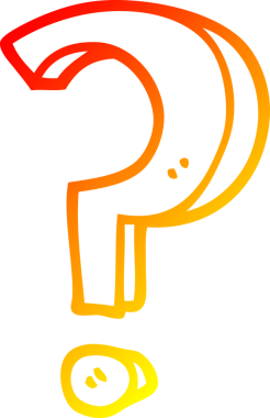 Bir insan tarafından çizilmiş bir çizgi film soru işaretinin sıcak gradyan çizgisi