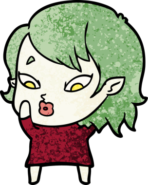 Bir insan tarafından çizilmiş şirin vampir kız çizgi filmi.