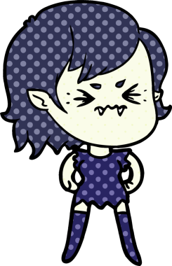 Bir insan tarafından çizilmiş kızgın vampir kız.