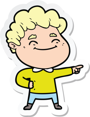 Bir insan tarafından çizilmiş, karikatür dostu bir adamın çıkartması.