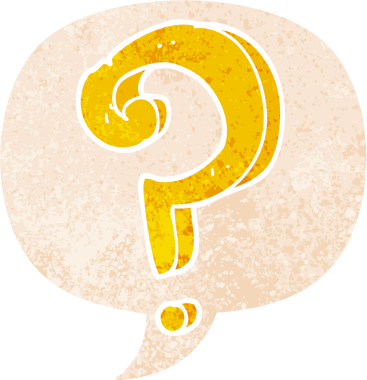 bir insan tarafından çizilmiş grunge sıkıntılı retro biçimli konuşma baloncuğu ile çizgi film soru işareti