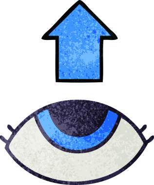 Bir insan tarafından çizilmiş retro grunge desen göz karikatürü.