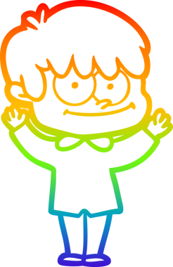 gökkuşağı gradyanı çizimi bir insan tarafından çizilmiş mutlu bir çizgi film adamı