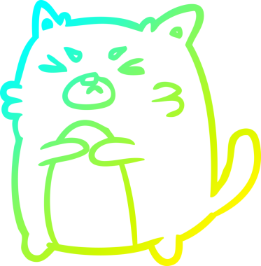 Bir insan tarafından çizilmiş kızgın bir kedinin soğuk eğim çizgisi.