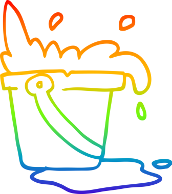 gökkuşağı gradyan çizgi çizimi bir insan tarafından çizilmiş su ve kova