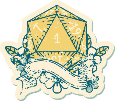 Retro Dövme Biçimi Doğal Bir d20 zar bir insan tarafından çizildi