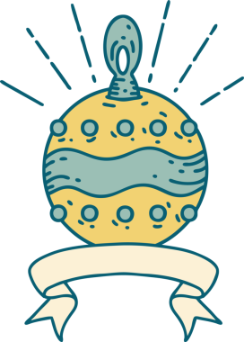 Bir insan tarafından çizilmiş dövme stili noel süslü parşömen.