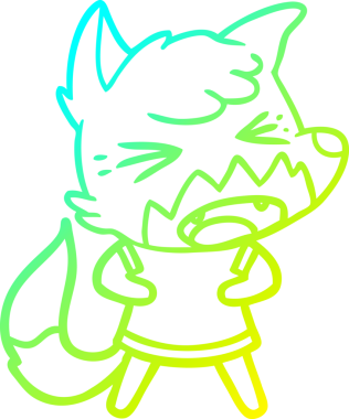 Bir insan tarafından çizilmiş kızgın bir tilkinin soğuk çizgi çizimi.