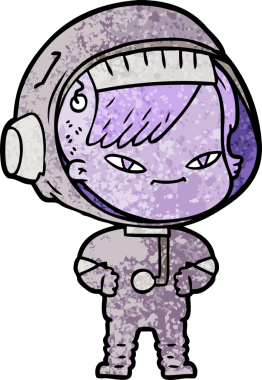 Bir insan tarafından çizilmiş astronot kadın.