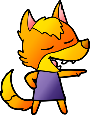 Bir insan tarafından çizilmiş tilki çizgi film karakteri