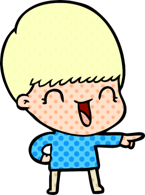 Bir insan tarafından çizilmiş mutlu çizgi film çocuğu.