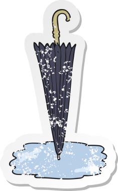 Bir insan tarafından çizilmiş karikatür şemsiyesinin gerilimli yapıştırması.