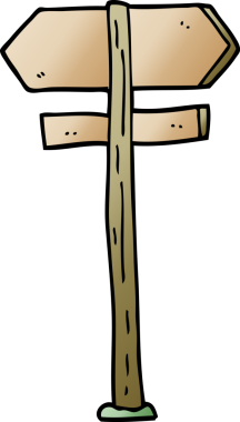 bir insan tarafından çizilmiş karikatür yön işareti