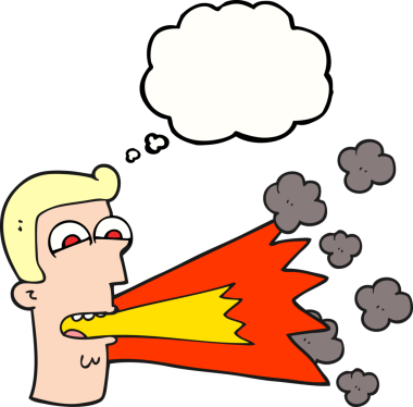 Bir insan tarafından çizilmiş serbest çizilmiş düşünce balonu karikatürü bağıran adam.