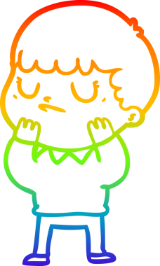 Gökkuşağı gradyan çizgi çizimi bir insan tarafından çizilmiş huysuz bir çocuk