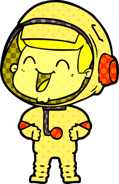 Bir insan tarafından çizilmiş mutlu astronot çizgi filmi.