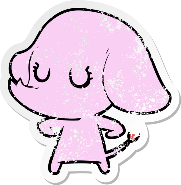 Bir insan tarafından çizilmiş şirin bir filin sıkıntılı çıkartması