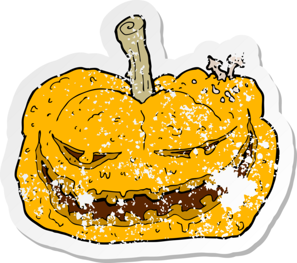 Bir insan tarafından çizilmiş bir cadılar bayramı balkabağının gerilimli yapıştırması.