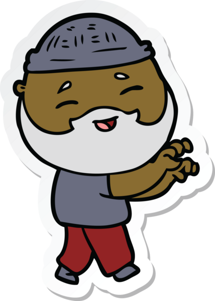 Bir insan tarafından çizilmiş mutlu sakallı bir adamın çıkartması.