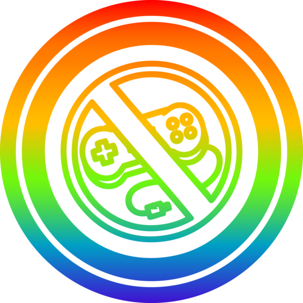 Bir insan tarafından çizilmiş gökkuşağı gradyanı olan oyun dairesel simgesi yok