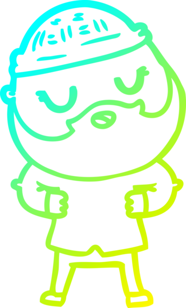 Bir insan tarafından çizilmiş sakallı bir çizgi film karakteri.