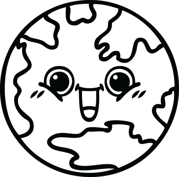Bir insan tarafından çizilmiş bir gezegenin çizgi çizimi.