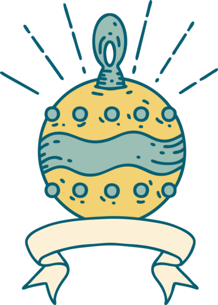 Bir insan tarafından çizilmiş dövme stili noel süslü parşömen.